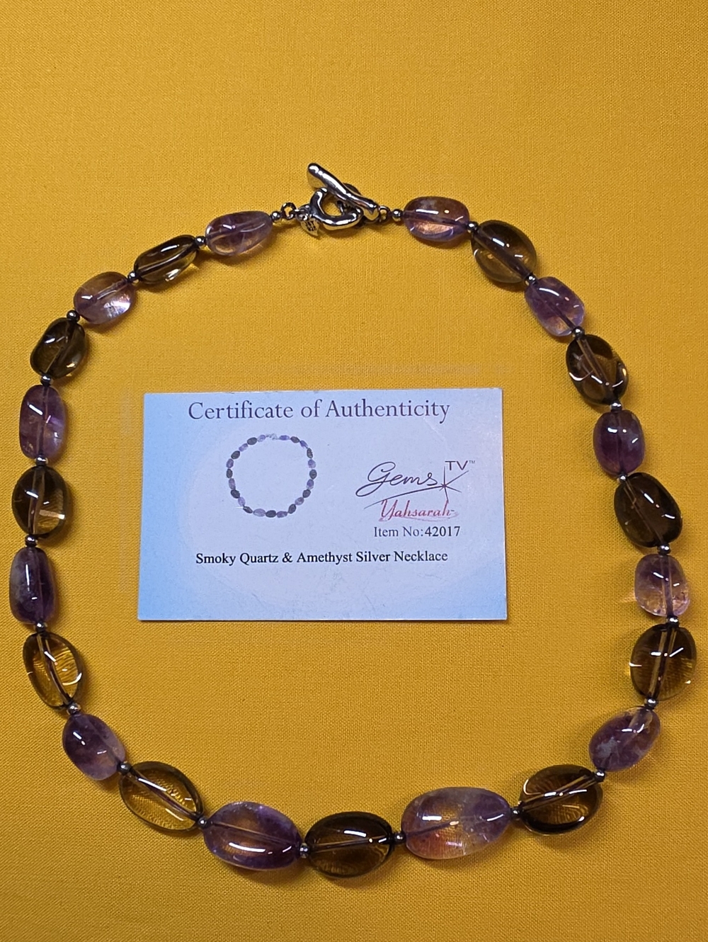 925 Clasp ▪︎ Amethyst & Smoky Quartz Necklace With Certificate of Authenticity